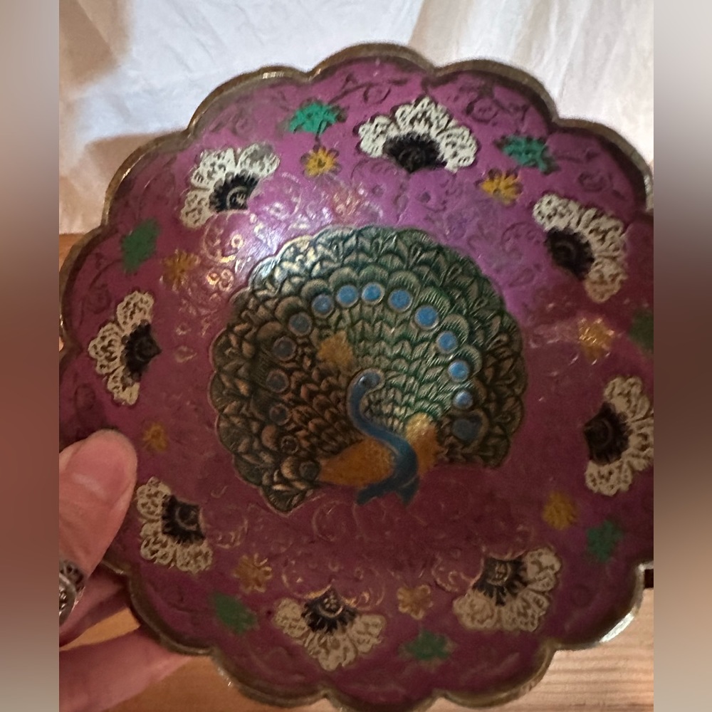 Vintage brass peacock decorative dish piece - Picture 3 of 6